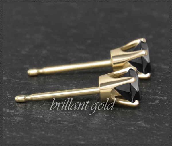 Preview: Ohrstecker 585 Gold, Saphir schwarz 4,5,6,7mm